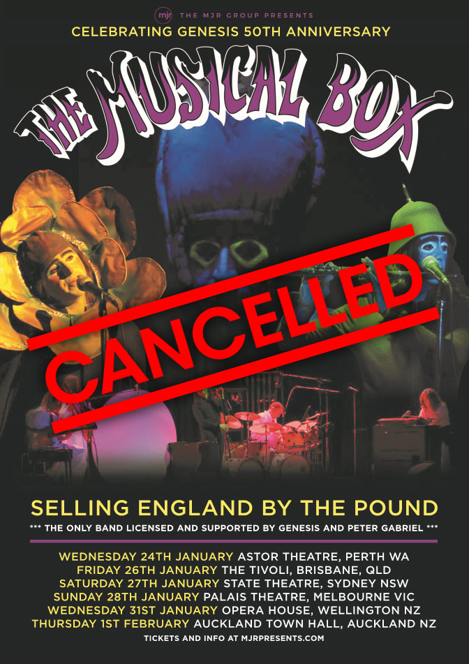 The Musical Box Australian and New Zealand Show cancelled
