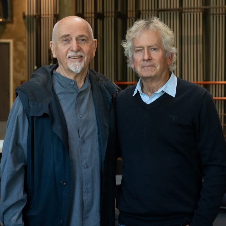 Peter Gabriel and Tony Banks at Real World Studios 2025. Photo by York Tillyer